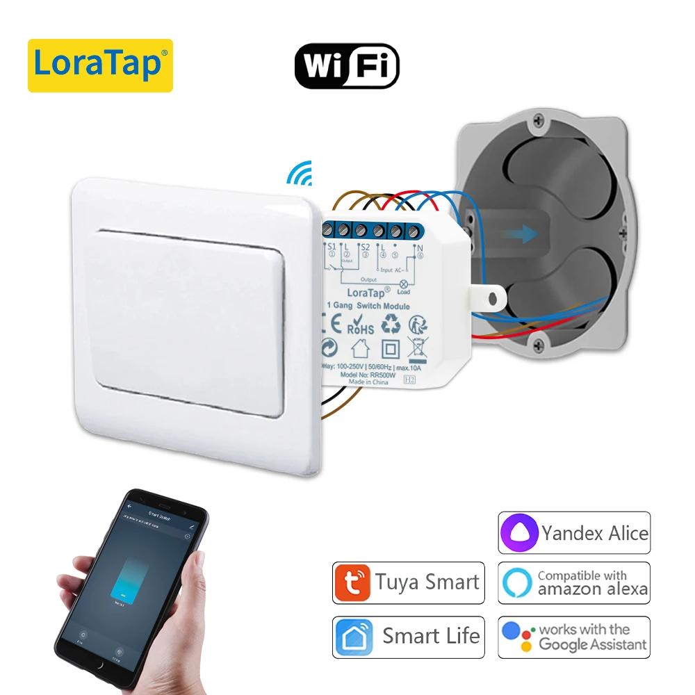 LoraTap Interrupteur WiFi Alexa Sans Fil, Va et Vient Parallèle