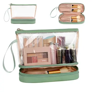 Borsa da viaggio per il trucco, borsa trasparente per cosmetici, borsa da toilette, pochette per donna, borsa per accessori da toilette e pennelli