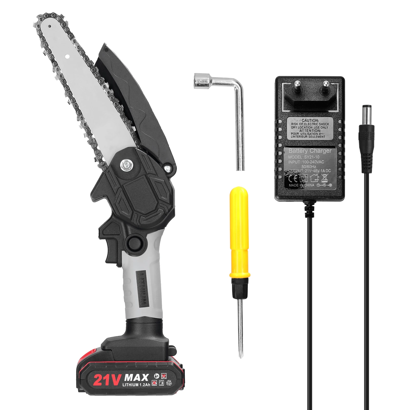 

21V 6inch Electric Pruning Saws Small Wood Splitting Chainsaw Brush Motor One-handed Woodworking Tool for Garden Orchard