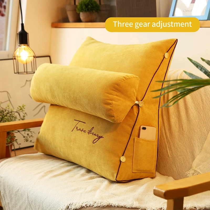Details about   45x40x22cm Triangular Cushion Chair Backrest Lounger Lazy Reading Back Pillow 