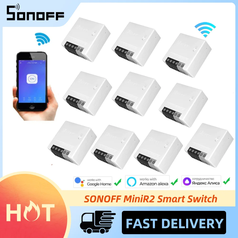 SONOFF Mini R2 DIY 2 Way Wifi สวิทช์ Alice Alexa Google Voice EWelink ...