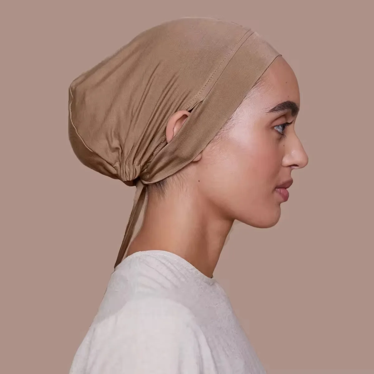 Adjustable Modal Jersey Inner Caps Muslim Women Under Hijab Cap Ear Hole Inner Hijab Cap Round Forehead Underscarf Bonnet muslim headwear hijab headscarf hijab hats female head wraps