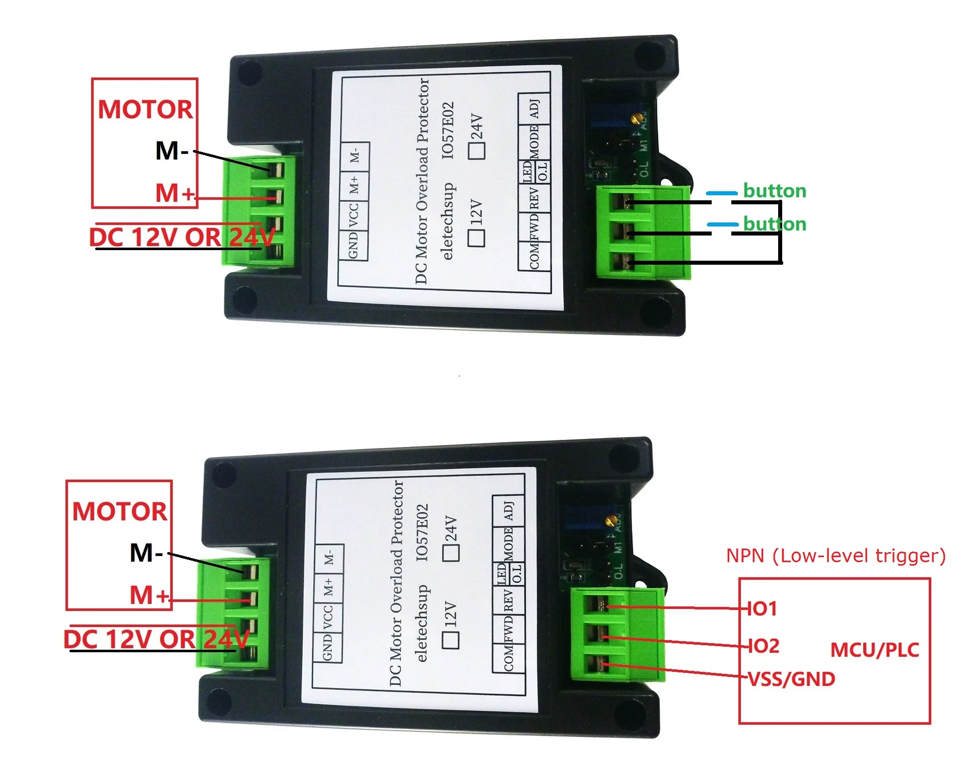 Forward Reverse Controller 10A 20A 30A DC 12V 24V Brushed Motor Overload Overcurrent Short Circuit Protector