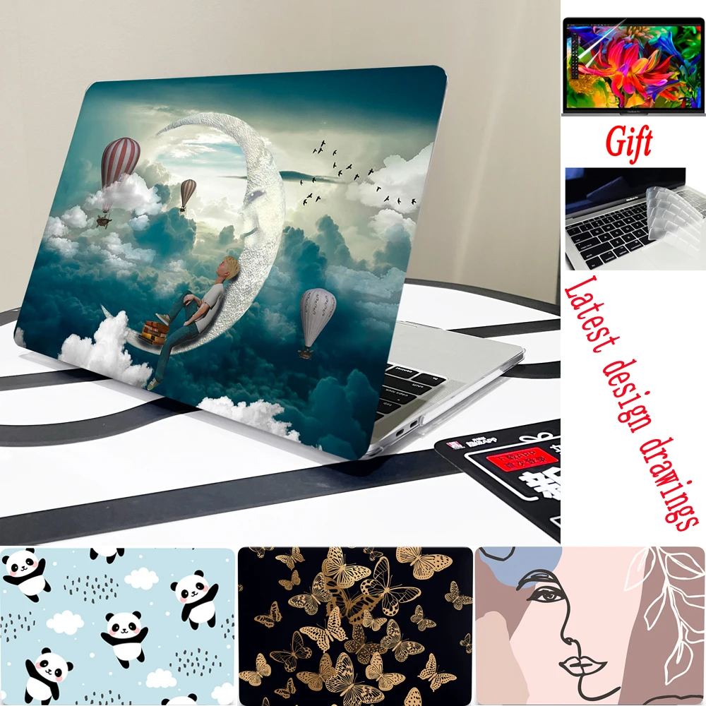 2in1 Creative Cute drawing Case For Macbook M2 Air 15 M1 13 Pro 16 14 11 12  inch