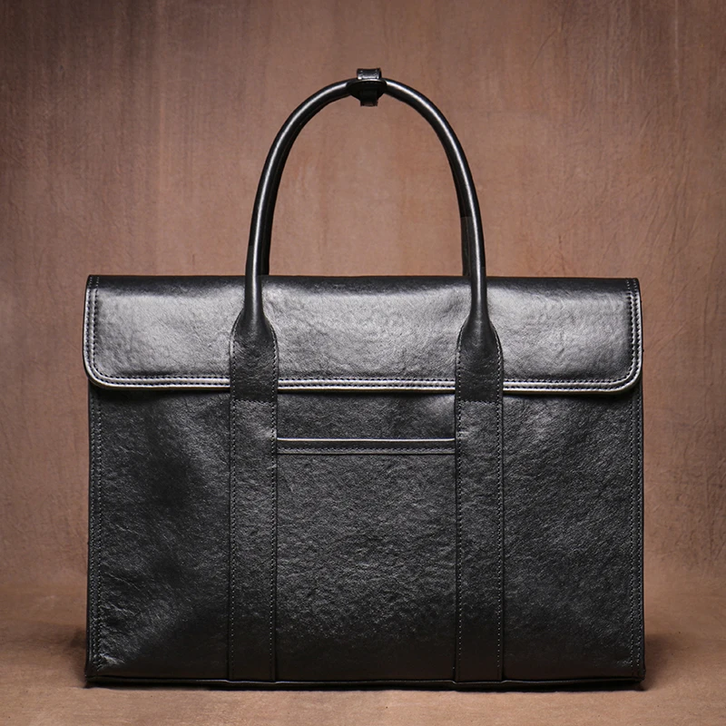 LUOKIR Men's Briefcase Genuine Leather Luxury Business Office Computer Bag Casual Travel Handbag File Bags For 14 Inch Laptop 2