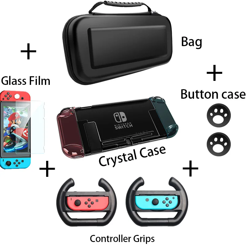 透明シェルカスタム Nintendo Switch 付属品付き カスタム透明シェル,クリアケース,ボタン付き,Nintendo Switch用