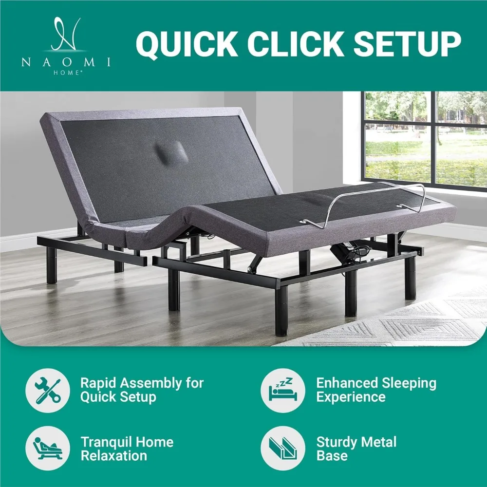 Queen Adjustable Bed Frame with Lumbar Support&Head Tilt,Foot Incline,Back&Leg Massage,Ergonomic Zero-Gravity Smart Bed 4