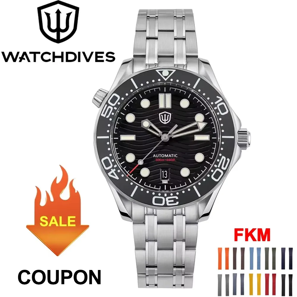 Diver Watch Watchdives WD007ST 39mm Men Dive NTTD NH35 Automatic Movement Domed Sapphire C3 luminous 200M Waterproof