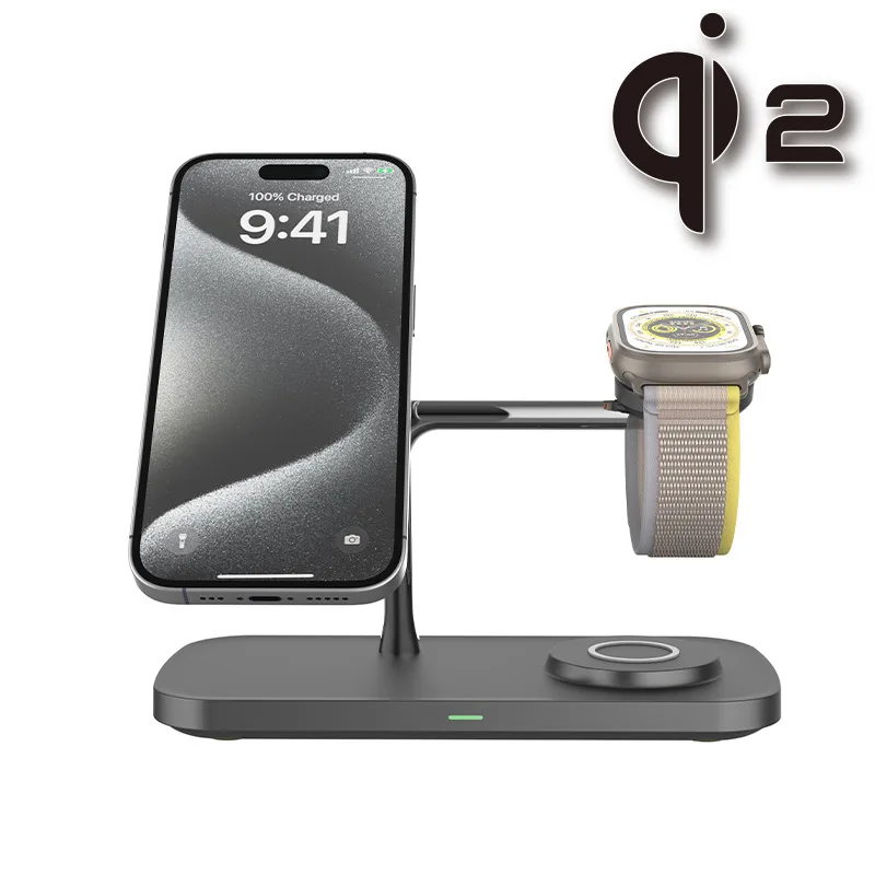 T255 Qi2 3 in 1 Magnetic Wireless Charger 15W Fast Charging for Iphone 16/13/14/15 Series, Iwatch 1-9 and Airpods / TWS Chargers