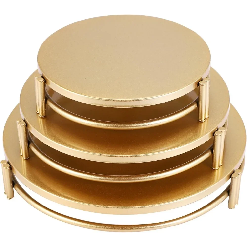 3PCS Gold Cake Stand Set Modern Dessert Cupcake Candy Fruit Coffee Plate Decoration for Wedding Birthday Party Home Celebration