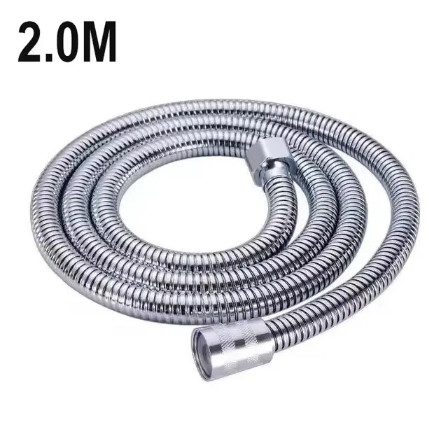 Stainless Steel Black/Silver Shower Hose Extension - Long, Durable Bathroom Plumbing Tube