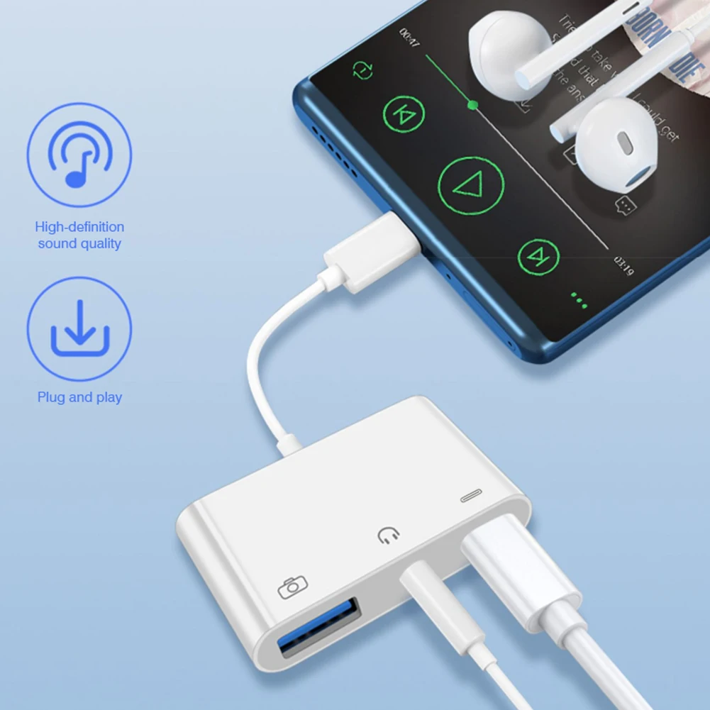 3 IN 1 Type C to USB 3.0 PD fast Charge Data Transmission 3.5mm OTG Adapter Converter Usb To Type C Adapter Otg Adapter Usb To 3.5mm Adapter Type C To 3.5mm Adapter Type C Aux Adapter Type C Adapter Type C To Aux Adapter 3.5mm Audio Adapter Charging Cable Adapter Charger Power Adapter for iPhone 15 headset Samsung