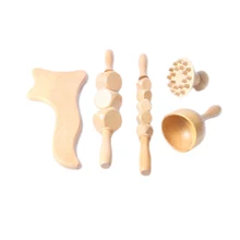 

Wooden Lymph Drainage Scraping Tool Set Of 5 Wooden Muscle Roller Stick Wood Therapy Wooden Massage Cup Cellulite Massage Tool