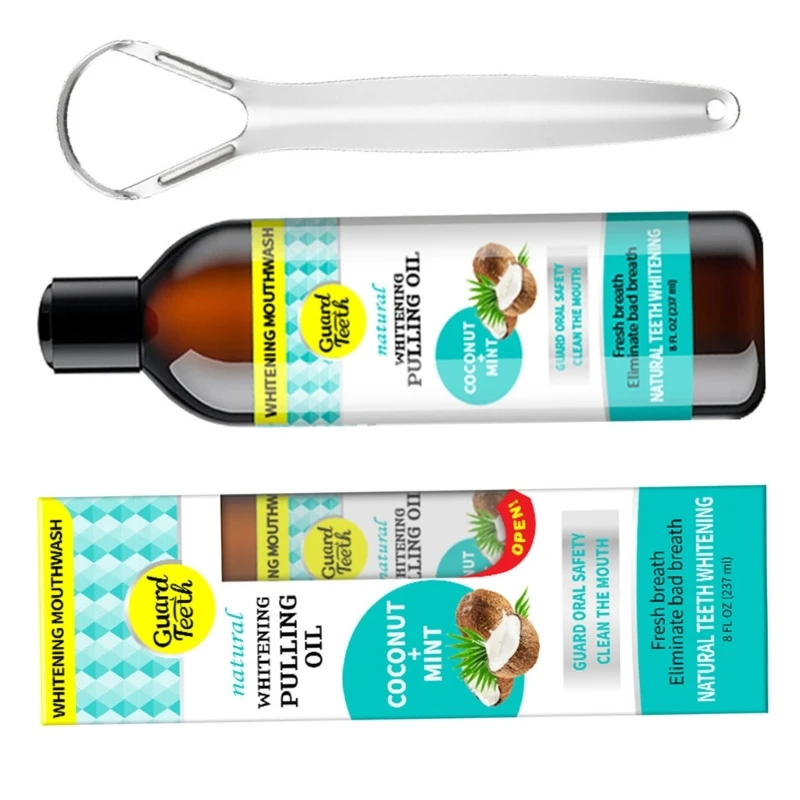 Oils Pulling with Vitamin Oils Pulling Mouthwash Tongue Scraper