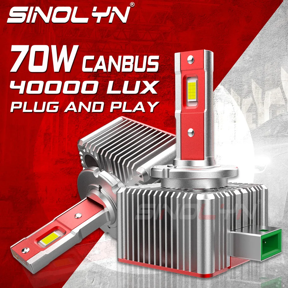 Sinolyn D2S D1S светодиодный D2R D3 D4 D5 D8 для ксеноновых фар модернизация 70 Вт Canbus