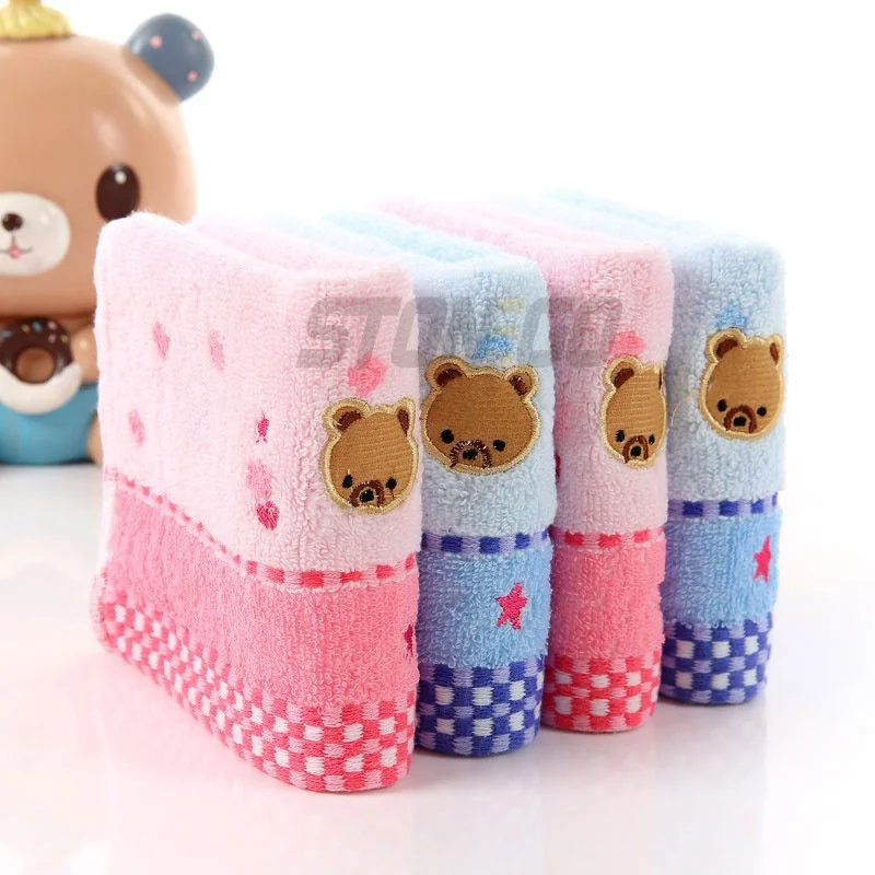 25*50cm Small Cute Cartoon Microfiber Absorbent Drying Bath Towels Bear  Pattern Cotton Baby Towel