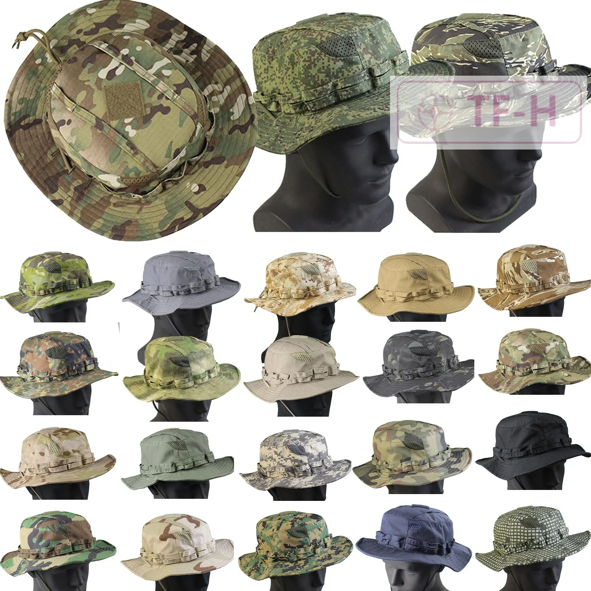 Cappello da Sole a Tesa Larga, Cappello a Secchiello per Pesca, Escursionismo, Arrampicata, Estivo, da Esterno, Regolabile, Tattico, Mimetico, Boonie Cap, Caccia, Protezione Solare