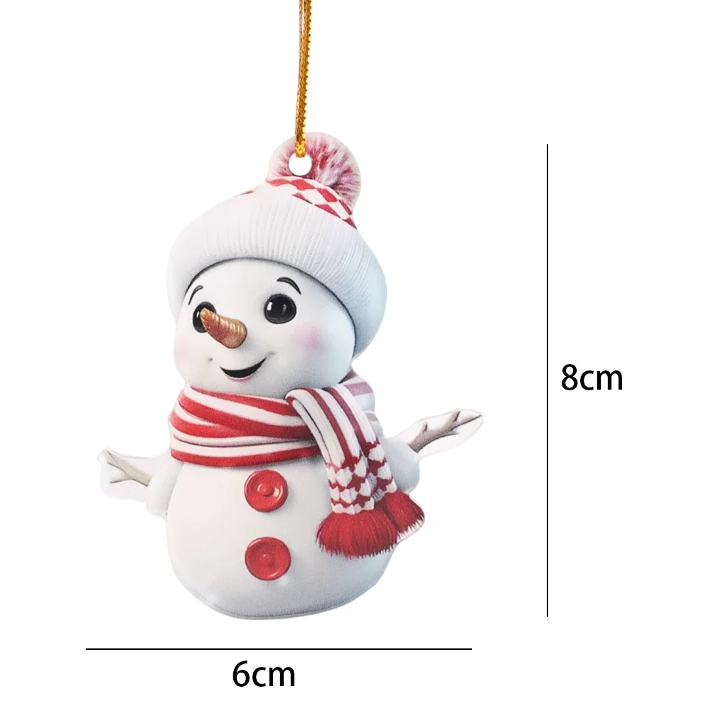 Set of Christmas Snowman Acrylic Pendants - Festive Tree and Car Decorations, Holiday Hanging Ornaments, Perfect