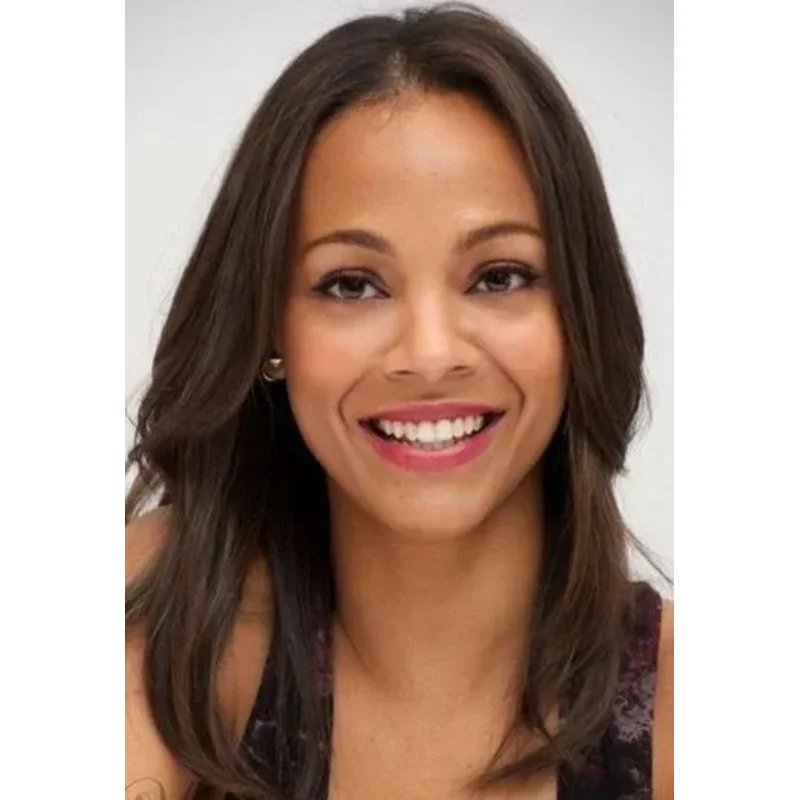 Zoe Saldana 미디엄 스트레이트 가발 16인치 다크 브라운