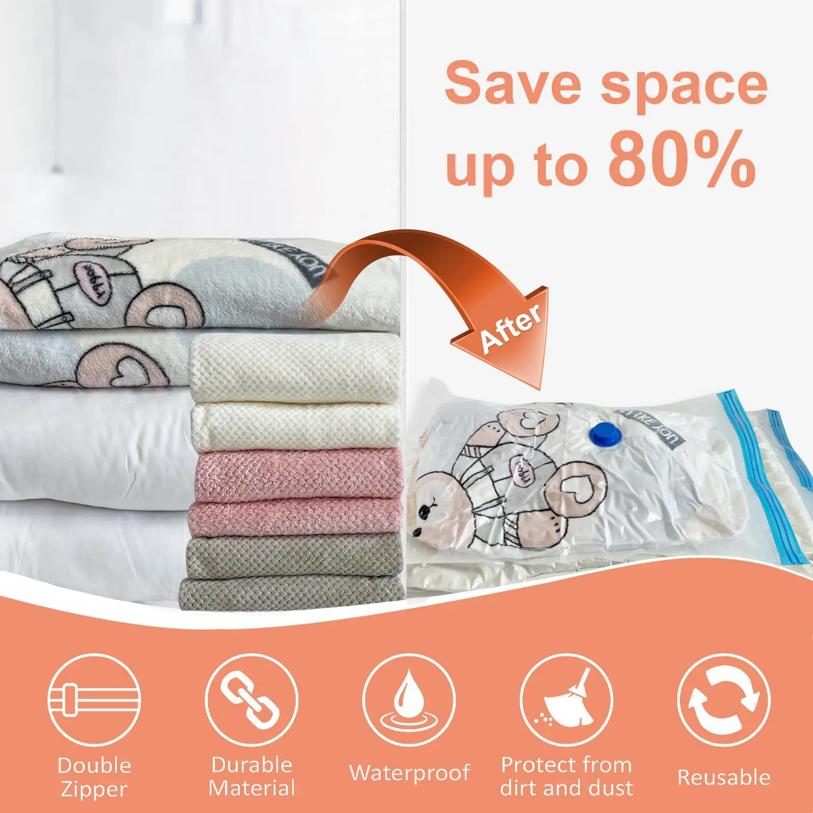 Vacuum Storage Bags with Pump Vacuum Seal Bags for Clothing Comforters Blankets Pillows Bedding Organizer Compression Bags 2