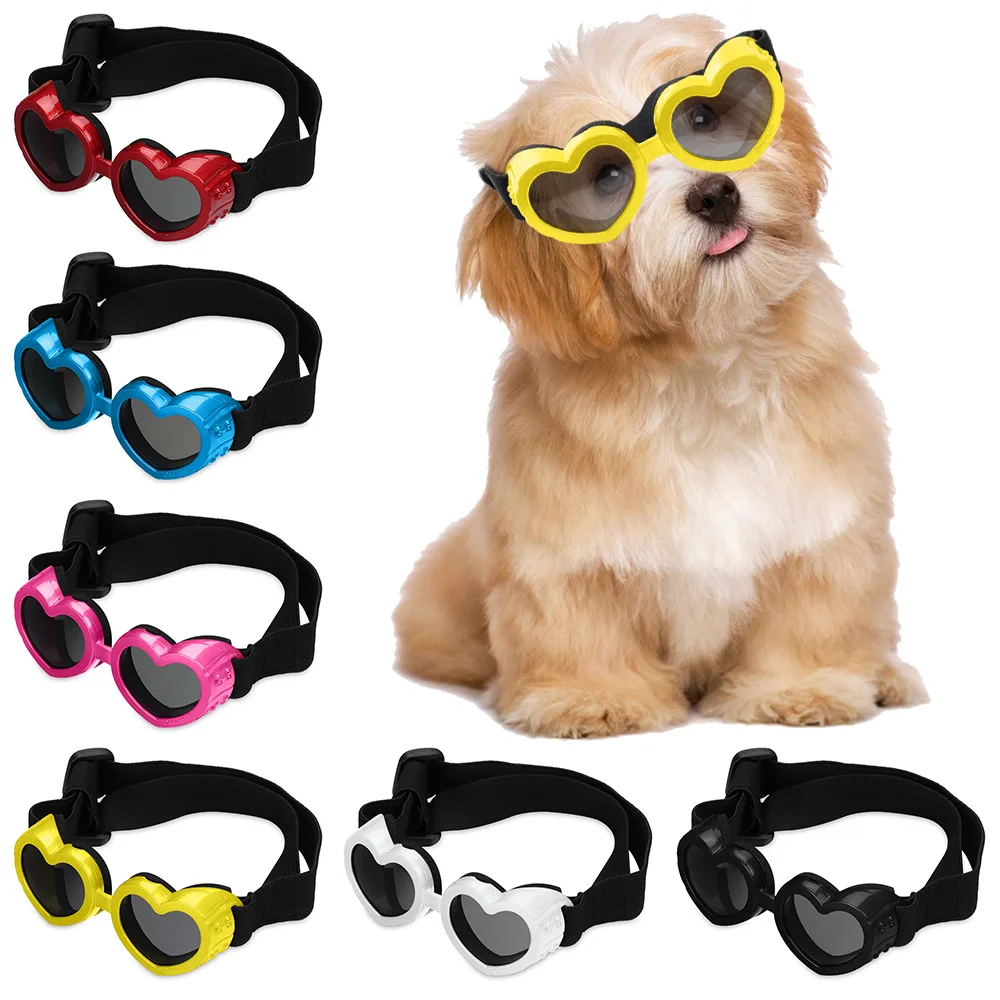 1 Pcs Heart shaped Small Dog Sunglasses Waterproof UV Protection Dog