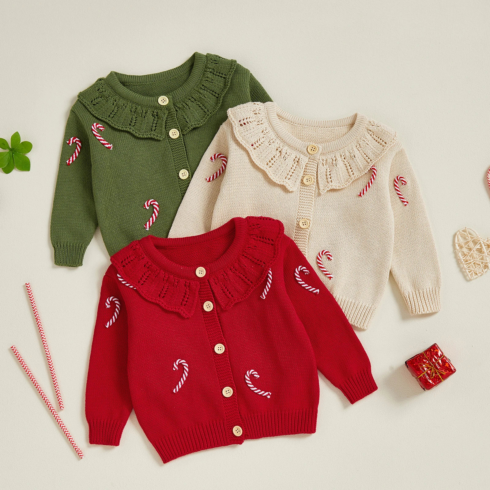 Pull De Noël Pour Bébé Fille - Rose Avec Motifs Nœuds Et Cannes à Sucre - 95% Coton, Manches Longues - Taille 6-12 Mois à 3-4 Ans