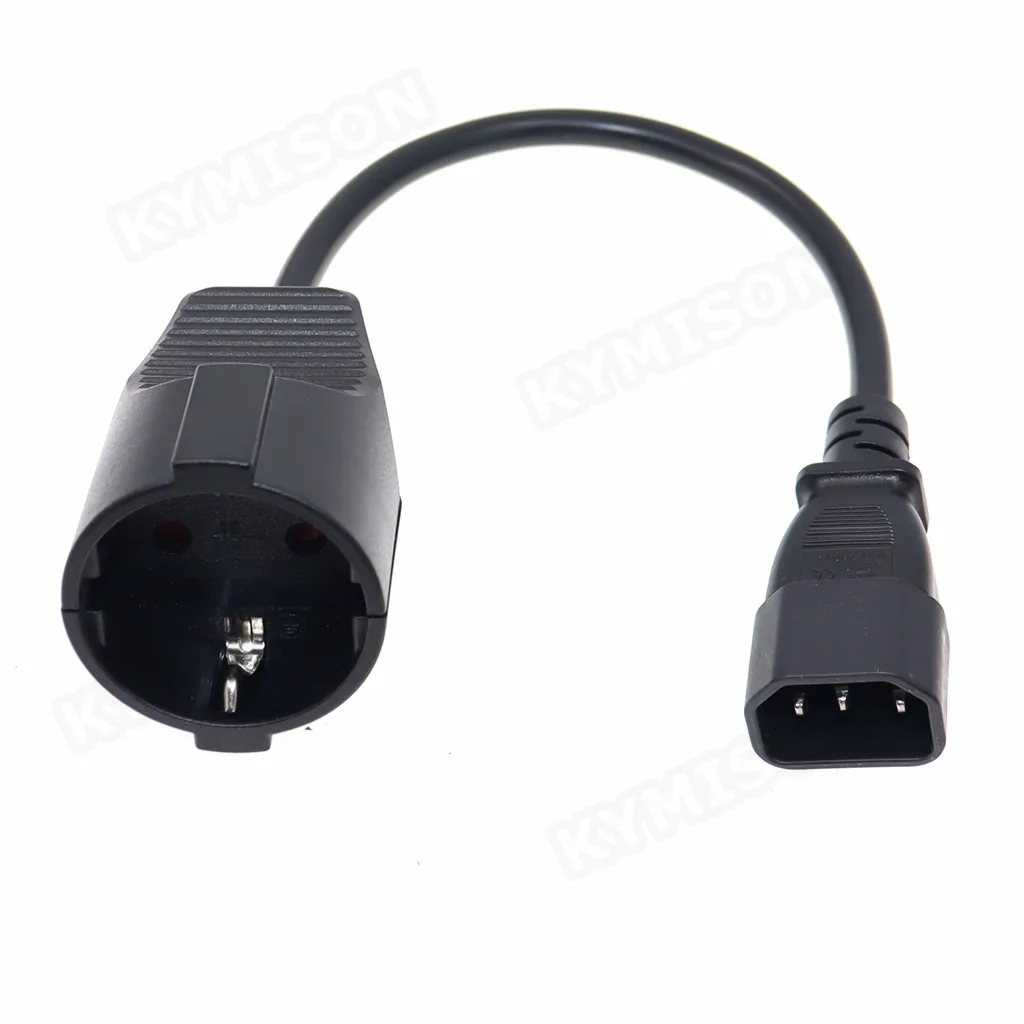Фото EU Schuko socket to IEC C14 male Plug PDU UPS Cable 0,3 m C14 кабель питания C14 к Европейскому сетевому кабелю переменного тока №3
