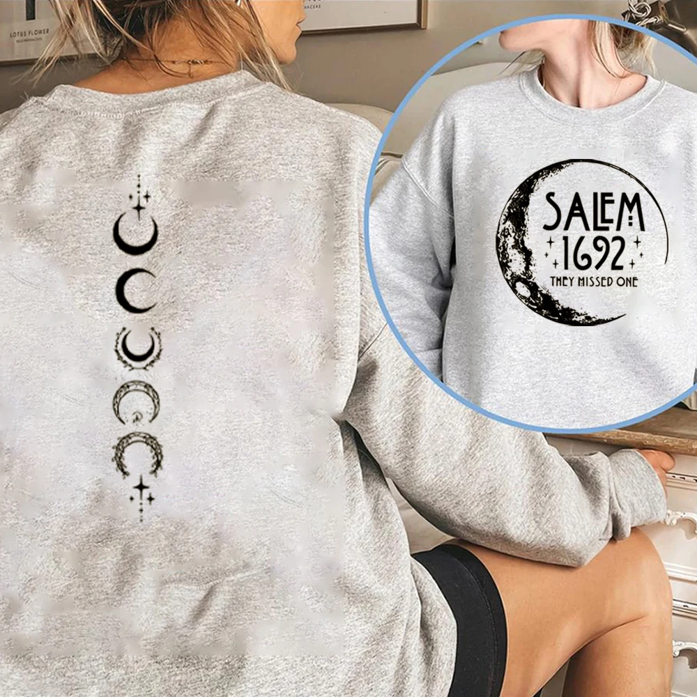 Retro Salem 1692 Sweatshirt Salem They Missed One Crewneck Shirt Vintage Halloween Hoodie Salem Massachusetts Long Sleeves Tops 6