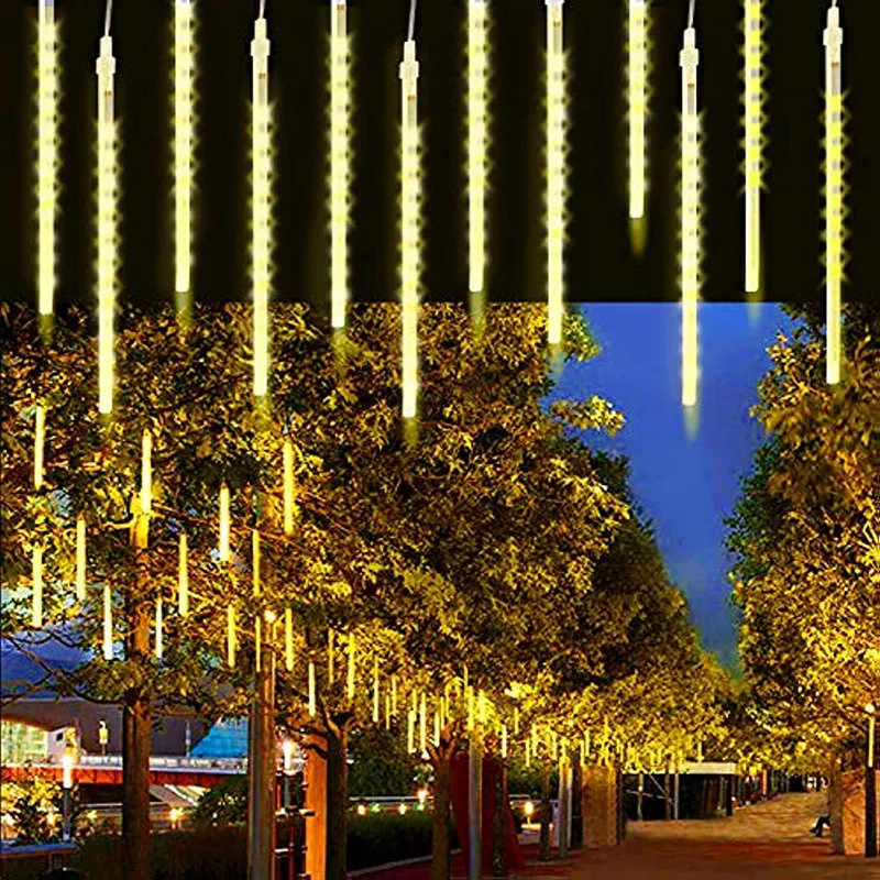 

30/50cm LED Meteor Shower Fairy String Garland Lights Halloween Christmas Decorations Outdoor Wedding Street Garden Decor 2024