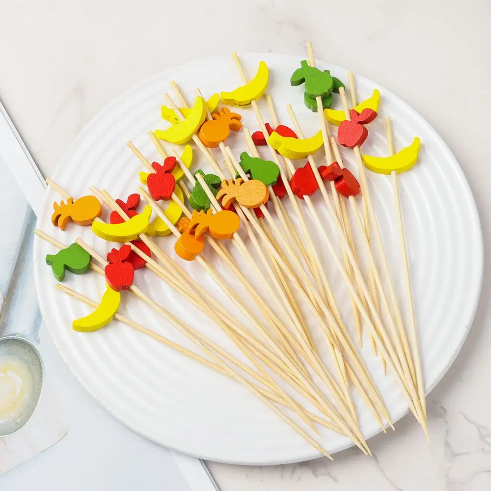 

100Pcs Disposable Bamboo Picks Fruit Sticks For Kids Cocktail Decoration Salad Vegetable Toothpicks Wedding Party Supply