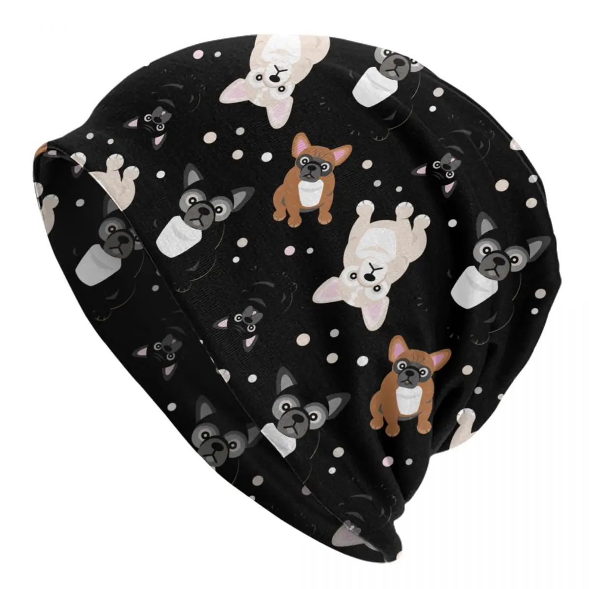 Cute French Bulldog Frenchie Puppies Caps Dog Hip Hop Autunno Inverno Skullies Berretti Cappelli Estate Warm Head Wrap Bonnet Knit Hat