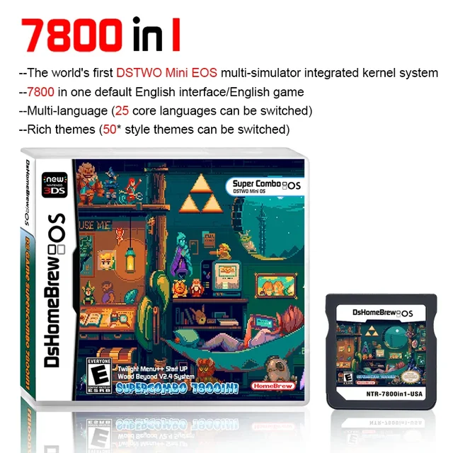 NDS 7800 IN1 Game Collection R4 3DS Flash Card NDS Pixel Zelda Theme Handheld Game Card Gift Collection Play Suitable 4
