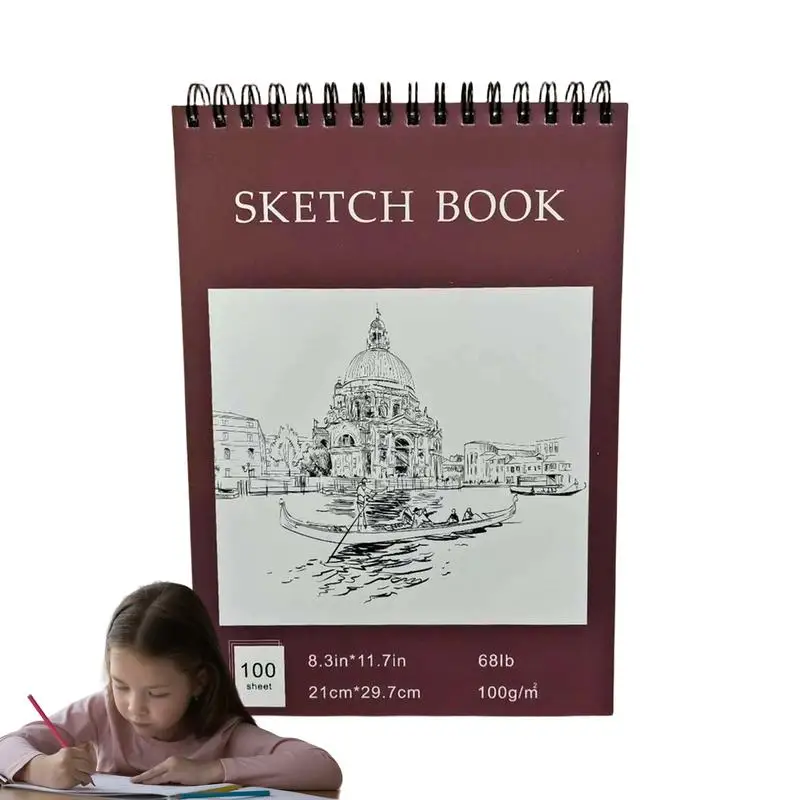 

Blank Sketch Book 100 Sheets Spiral Bound Sketchbook For Painting High Roughness Hardcover Sketchbook For Art Students Adults