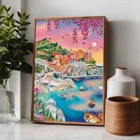 Flowers Mountain Lake Colorful Nature Landscape Travel Poster Posters Sticky HD Quality Wall Art Retro Posters for Home Kawaii 5