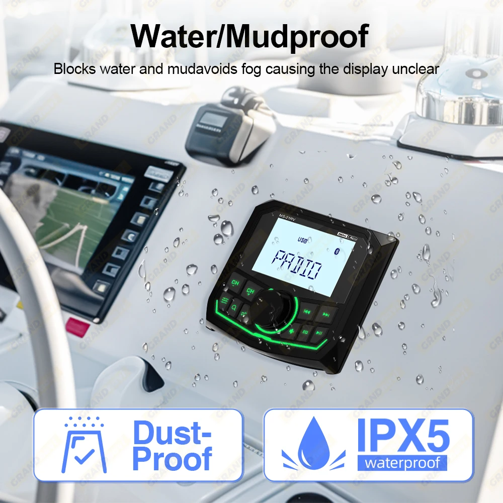 Marine Radio Boat Stereo FM AM Digital Media Audio Player Bluetooth IPX5 Waterproof For Yacht ATV UTV Golf Cart Motorcycle