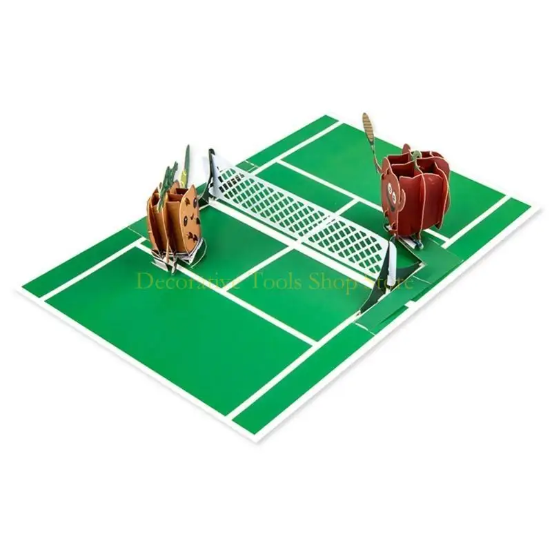 QX2E Intricate 3D Tennis Theme Card for Birthdays and Anniversaries Greeting Card
