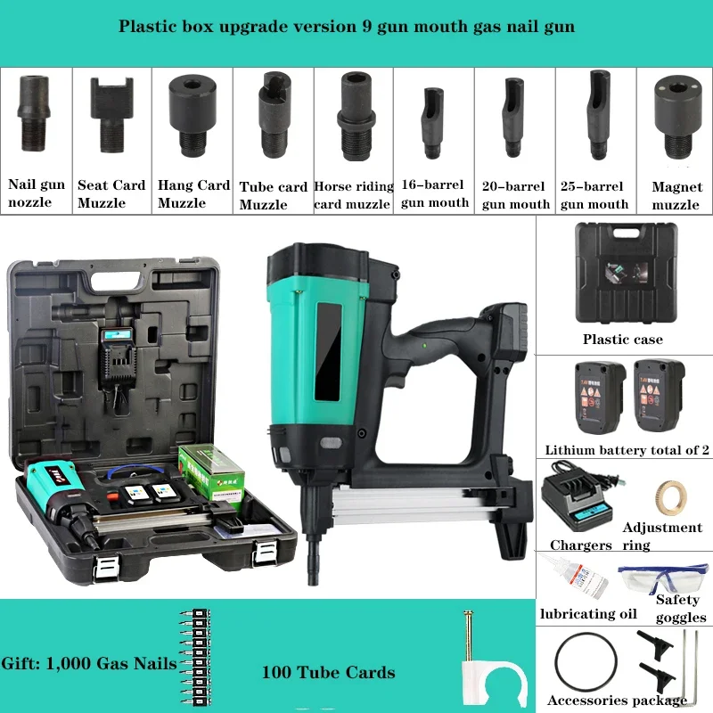 

WSQ-01 Nail Gun Rechargeable Multi-purpose Gas Nail Gun Hydroelectric Woodworking Steel Nail Gun Concrete Ceiling Frame Trunk