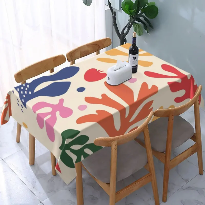 

Rectangular Waterproof Oil-Proof Henri Matisse Flowers Art Tablecloth Backed Elastic Edge Table Covers 45"-50" Fit Table Cloth