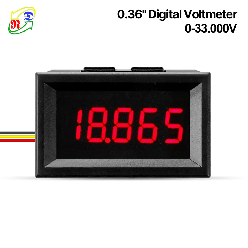 RGB LED Digital Voltmeter - 5 Digit DC 0-33.000V Voltage Meter For Car Dash Or Panel