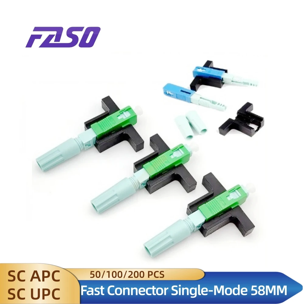 high quality 50pcs sc apc fiber optic sc apc single mode fast connector sc apc ftth fiber optic quick connector free shipping SC APC Connector 60MM SM Single Mode Optical Connector FTTH Tool Cold Connector Tool SC UPC Fiber Quick Connector LX58