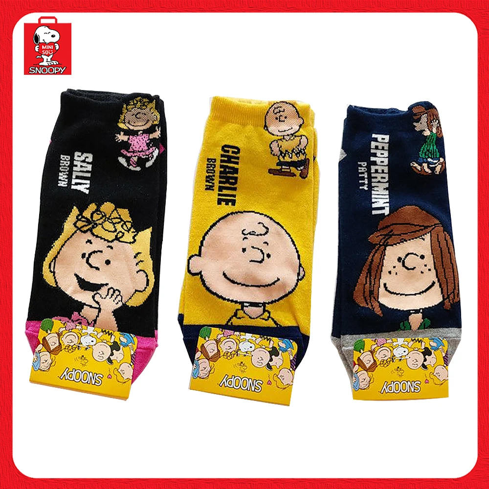 

2023 Miniso Snoopy Sweat Anti-Odor Socks Spring Summer and Fall Students Cartoon Breathable Socks Christmas Short Cotton Socks