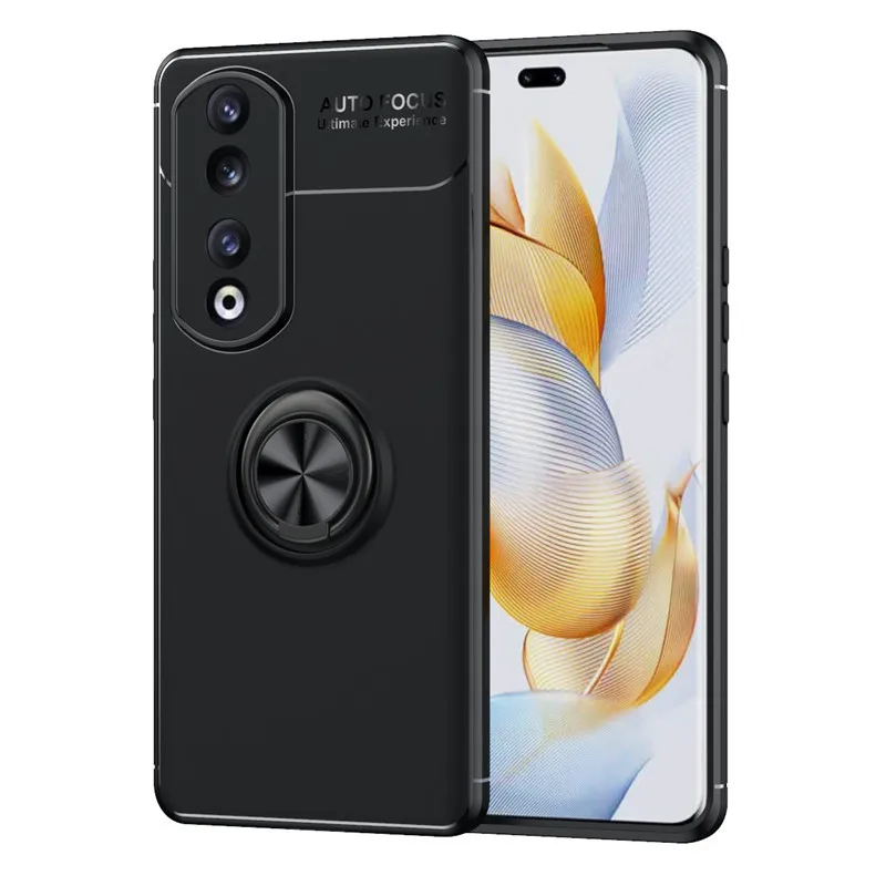 

For Honor 90 Pro Case For Honor 90 Pro Cover 6.78 inch Silicone Metal Ring Stand Shockproof bumper For Honor 90 Pro Fundas