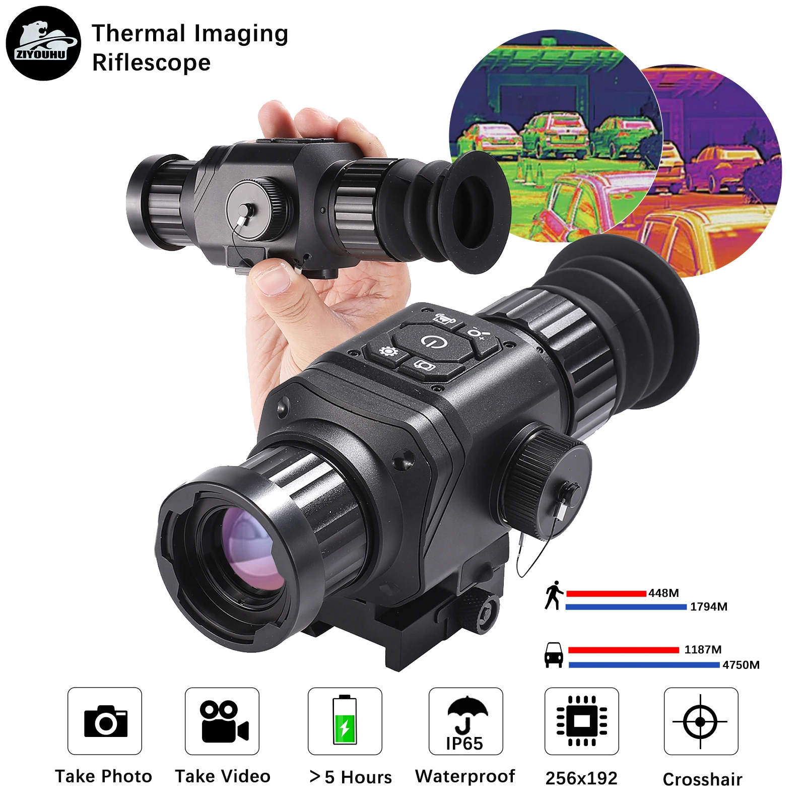 ZIYOUHU C9A Thermal Imaging Monocular Sight Scope for Hunting Hotspot Tracking Heat Searching Camcorder Thermographic Riflescope