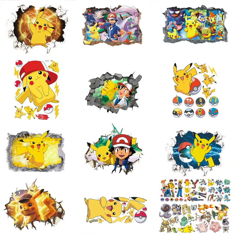 Autocollants Muraux Pokémon Pikachu, 20 Styles, Papier Peint Décoratif pour  Chambre à Coucher, Jouets - AliExpress