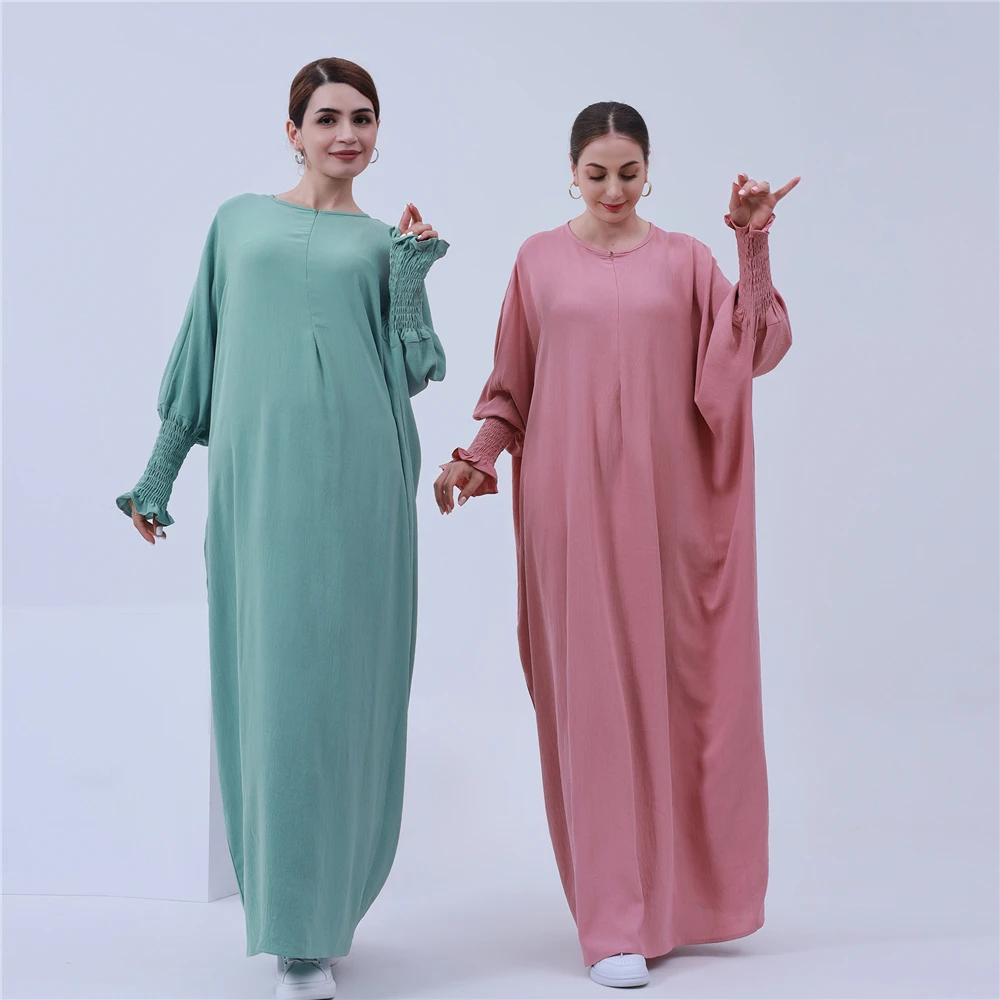 

2024 Middle East Dubai Turkish Abayas Modest Dress Zipper Front Robe Women Muslim Caftan Eid Ramadan African Dresses Kaftan Gown