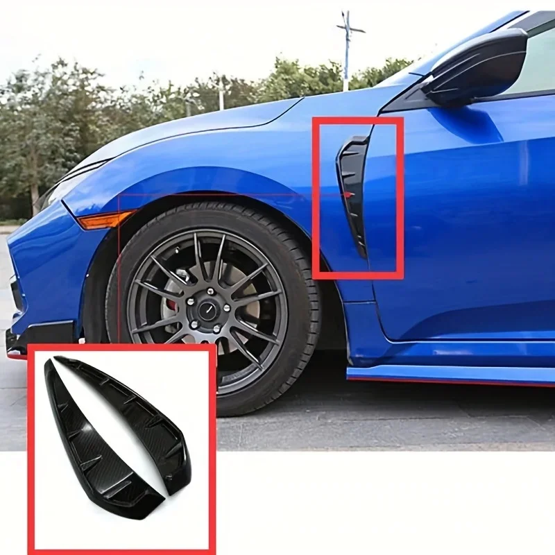 

2pcs Car Shark Grille Air Flow Side Vent Exterior Grill Decoration For Honda Civic 2016 2017 2018 2019 Auto Accessories