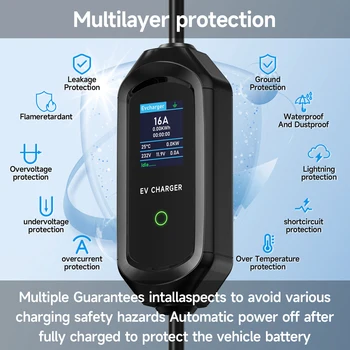 3600W Portable Type2 IEC62196-2 EV Charger Type1 SAE J1772 Electric Car Charger GBT EVSE Charging Cable Wallbox EU Plug