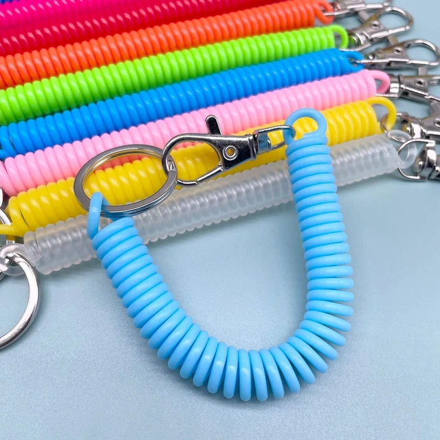 Spiral Retractable Spring Coil Keychain Theftproof Anti Lost Stretch Cord  Safety Key Ring With Metal Lobster Clasp For Keys - Key Chains - AliExpress