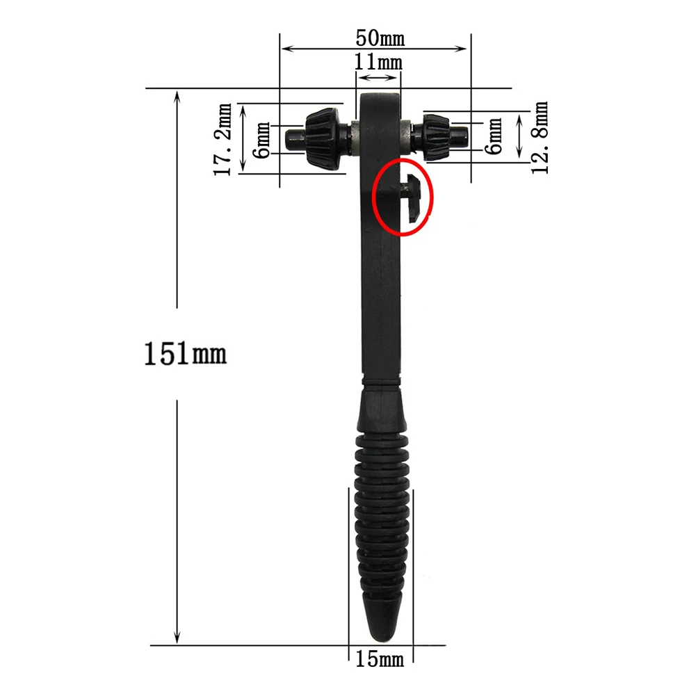 

Brand New Ratchet Spanner Key Wrench 150mm 1pc 2 In 1 Black For Electric Drills Non-slip Plastic/Rubber/45#Iron