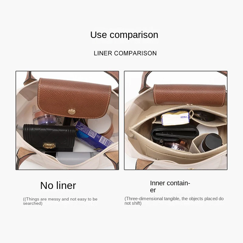 Bag Organizer For Longchamp Small Tote Bag Storage Bag The Liner Bag Felt Purse Insert Handbag Liner Bag Accessories
